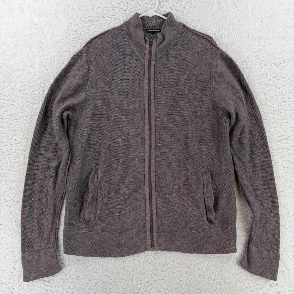 James Perse Mens 4 Gray Cotton Linen Full Zip Mock Neck Cardigan XL ML02194